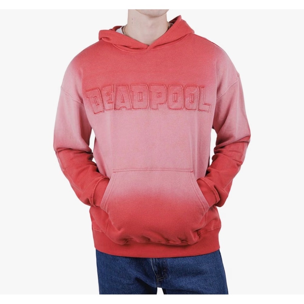 Marvel Deadpool Mens French Terry Ombre Pullover Hoodie Red Large SP256236WDL